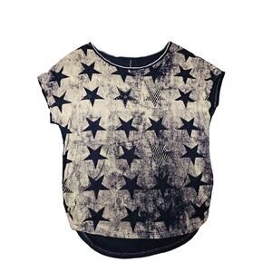 Skinny Minnie Top Womens Size Large Blue Stars Shirt  (764)